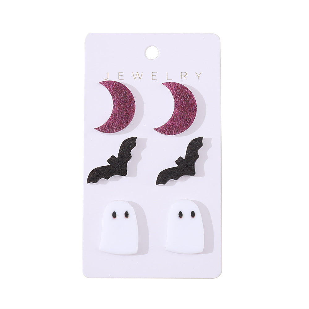 Wholesale  Bat Ghost Moon Acrylic Earrings Set