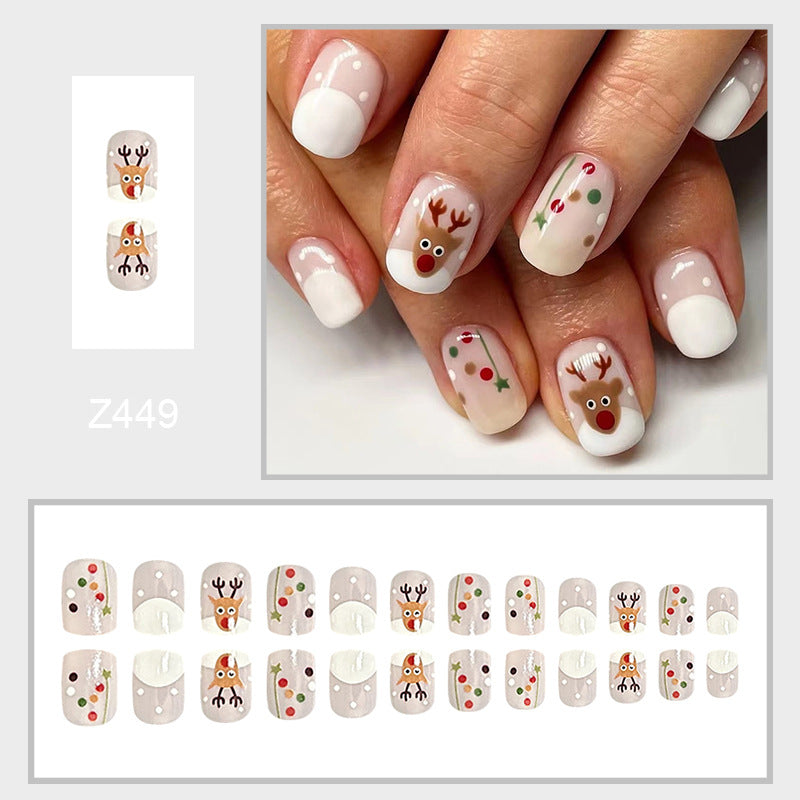 Wholesale 24 Pieces/box Christmas Press-on Nails Kits Nail Stickers ACC-NS-FengLi004