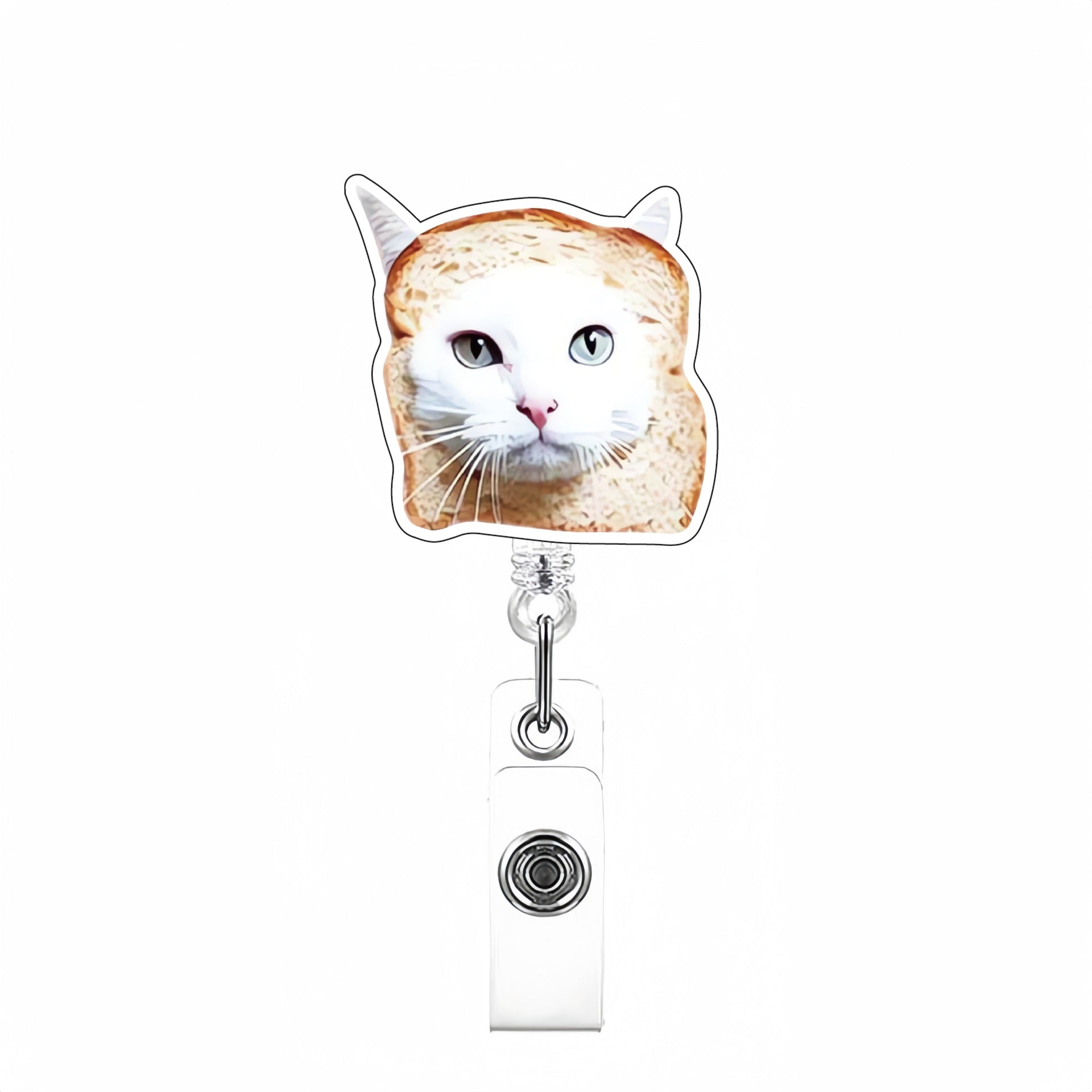 Wholesale Cute Cat Acrylic Retractable Rotating Badge Keychain