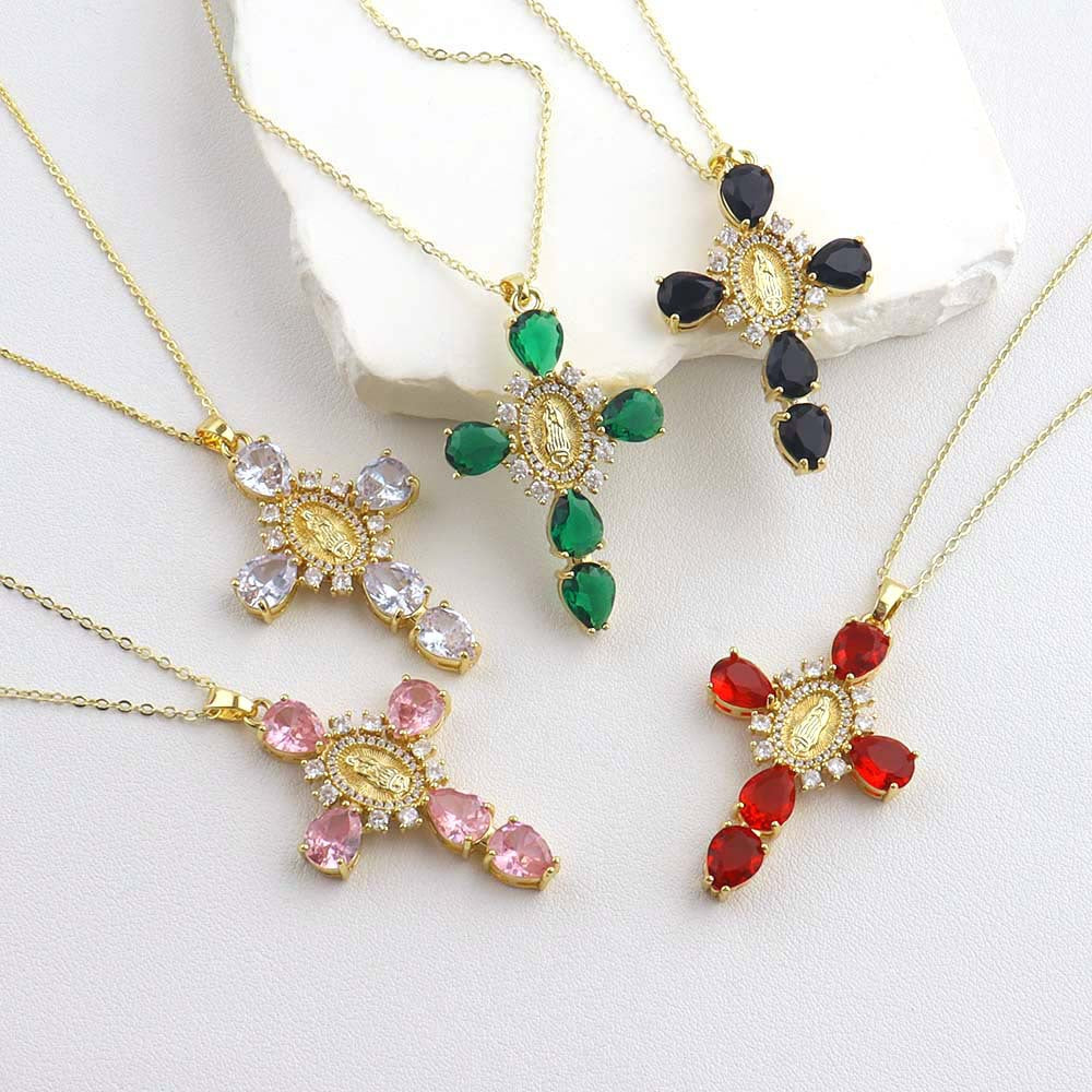 Wholesale Copper Cross Pendant Necklace Fashion Adjustable Choker Boutique Resale Jewelry Accessory