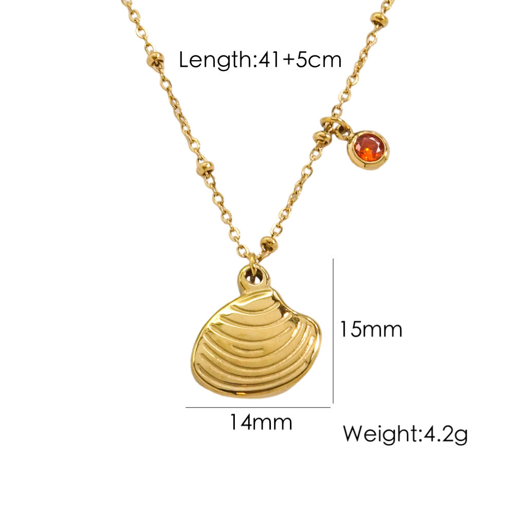 Wholesale Stainless steel Summer Beach Wind Niche Starfish Dolphin Conch Shell Necklaces