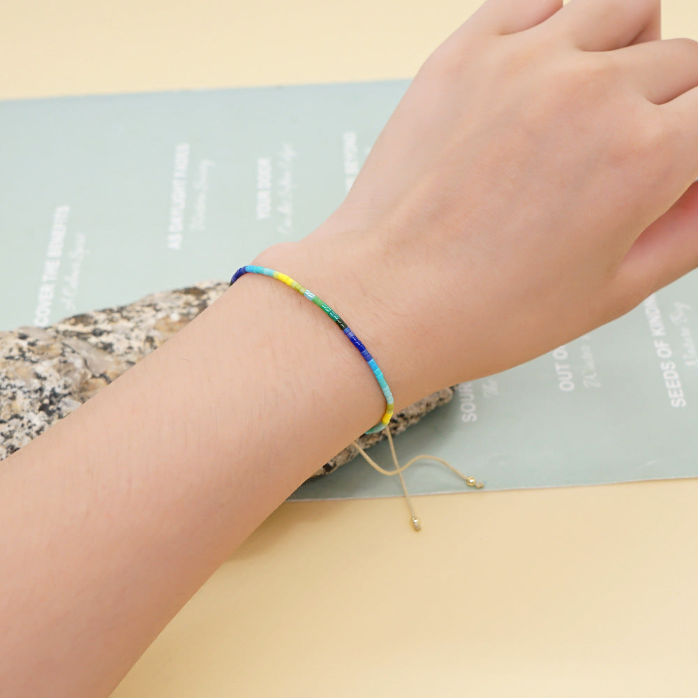 Wholesale Colorful Beaded Handwoven Rice Bead Small Bracelet ACC-BT-GWL008