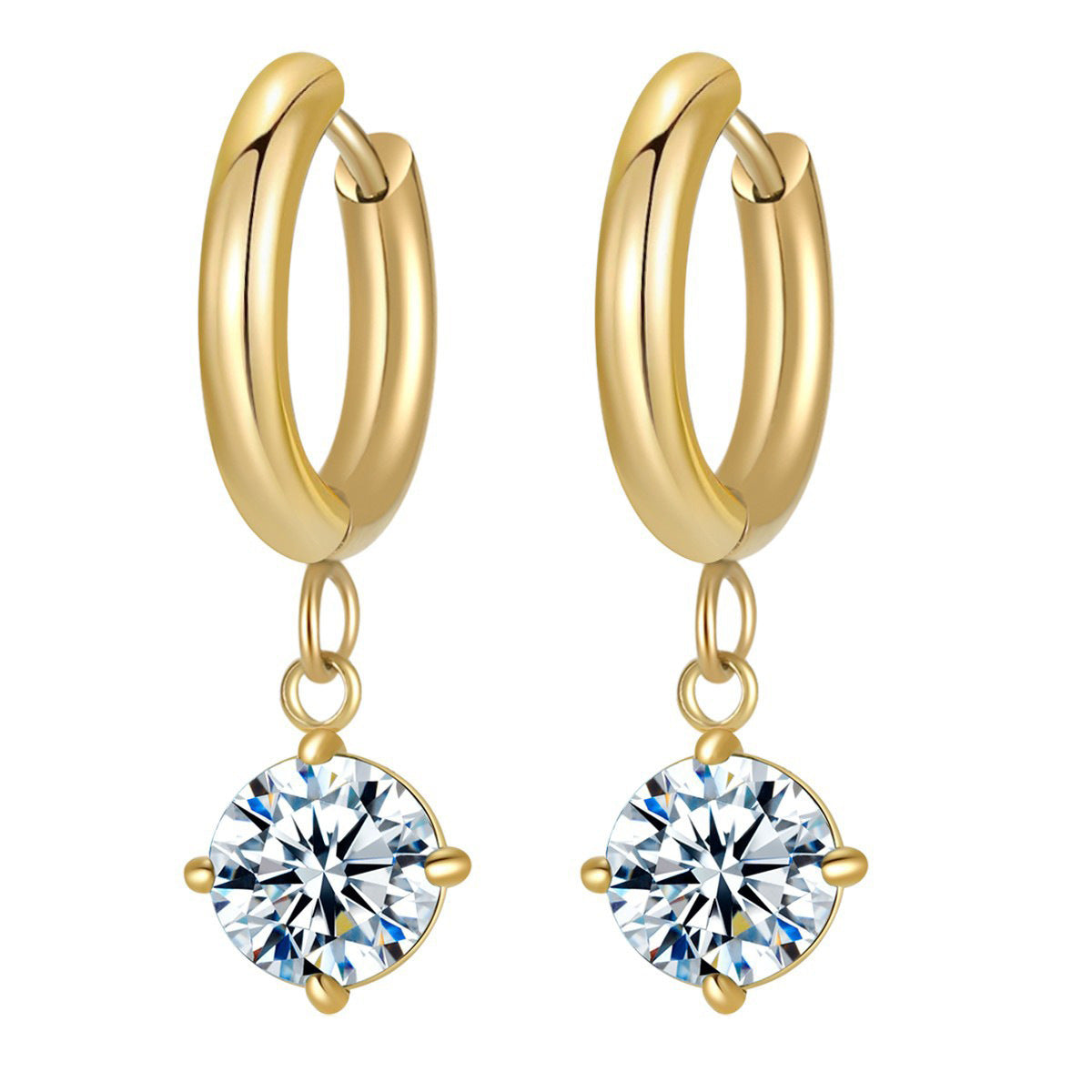 Wholesale Titanium steel zircon pendant earrings