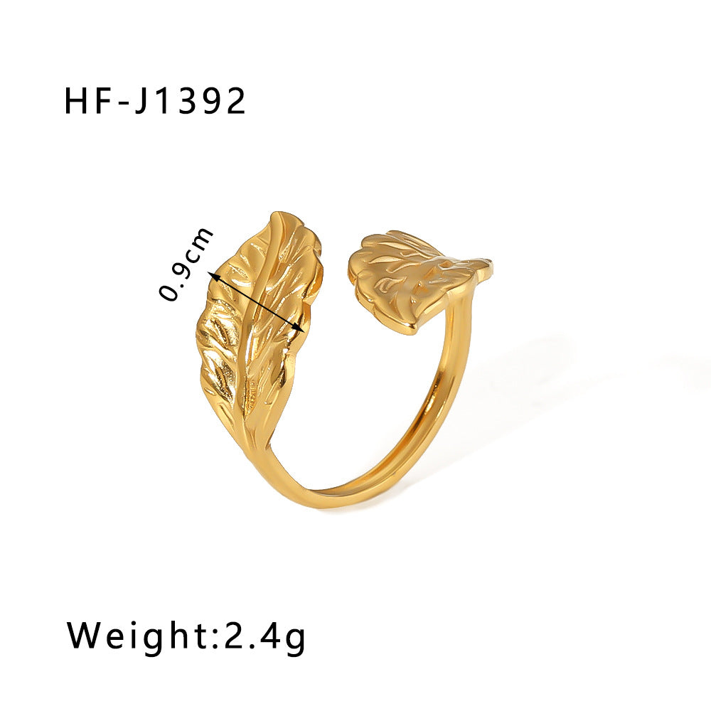 Wholesale Leaf Geometric Hollow Flower 18k Gold Plated Snake Shaped Titanium Steel Ring Stainless Steel ACC-RS-Xiny002