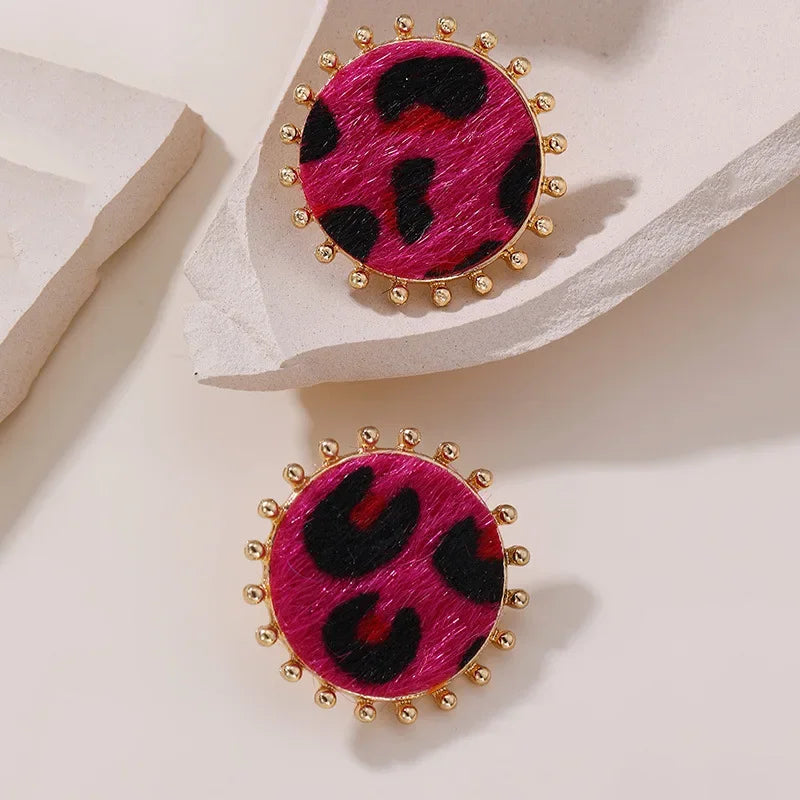 Wholesale  Leopard Earrings Round Geometric Jewelry