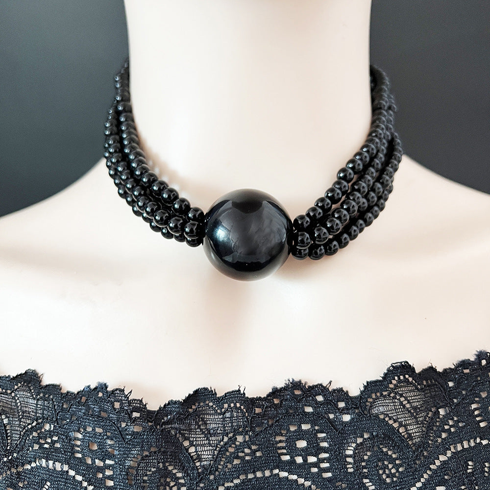 Wholesale Imitation Pearl Layering Choker Necklace White Large Bead Trendy Boutique Resale Jewelry Accessory