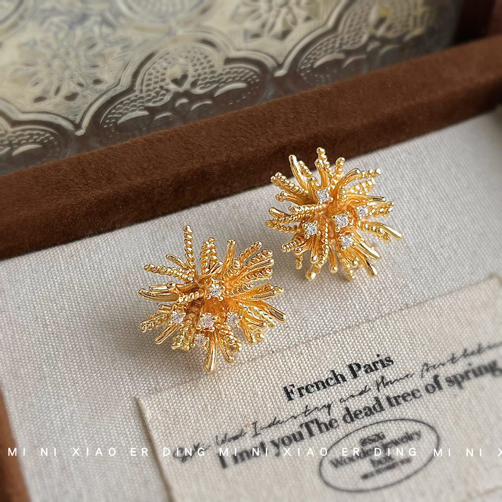 Wholesale 925 silver needles dandelion art  simple earrings