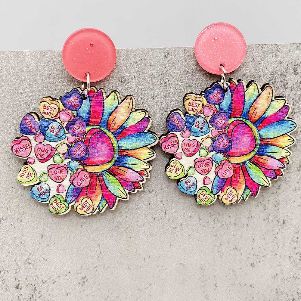 Wholesale  Valentine's Day earrings cute cat leopard cactus wooden earrings