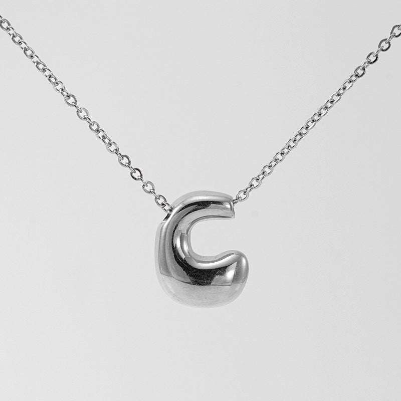Wholesale  titanium steel smooth bubble letter necklace