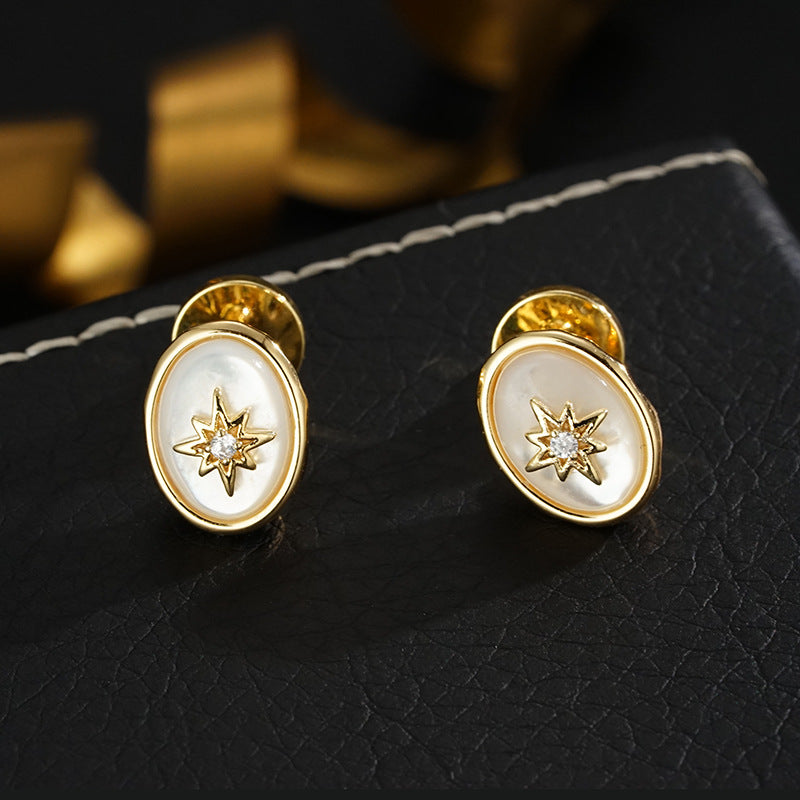 Wholesale  light luxury natural fritillary eight mans star earrings