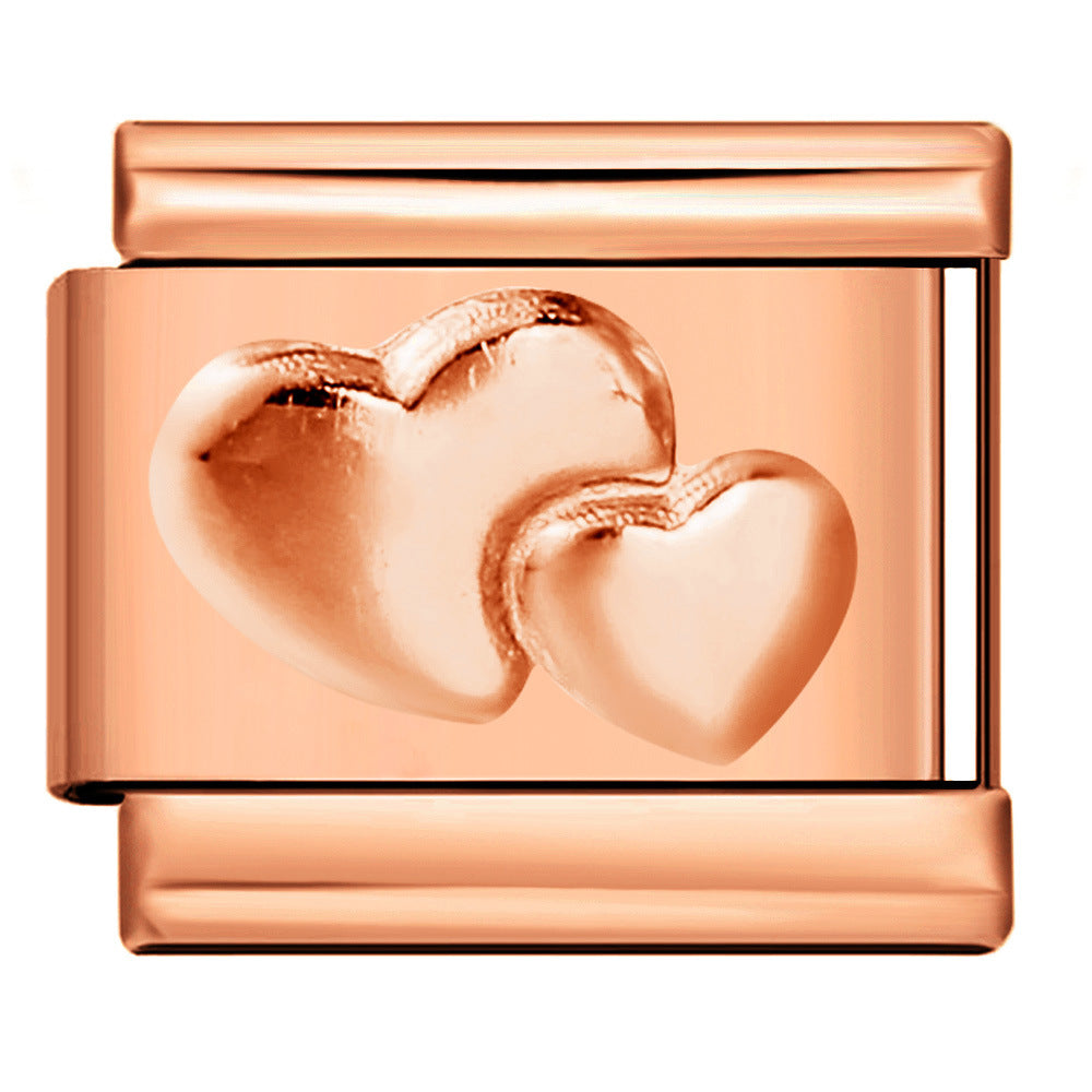 Wholesale Italian Charm Bracelet 9mm DIY Splicing Rose Gold Series Stainless Steel Composable Bracelet