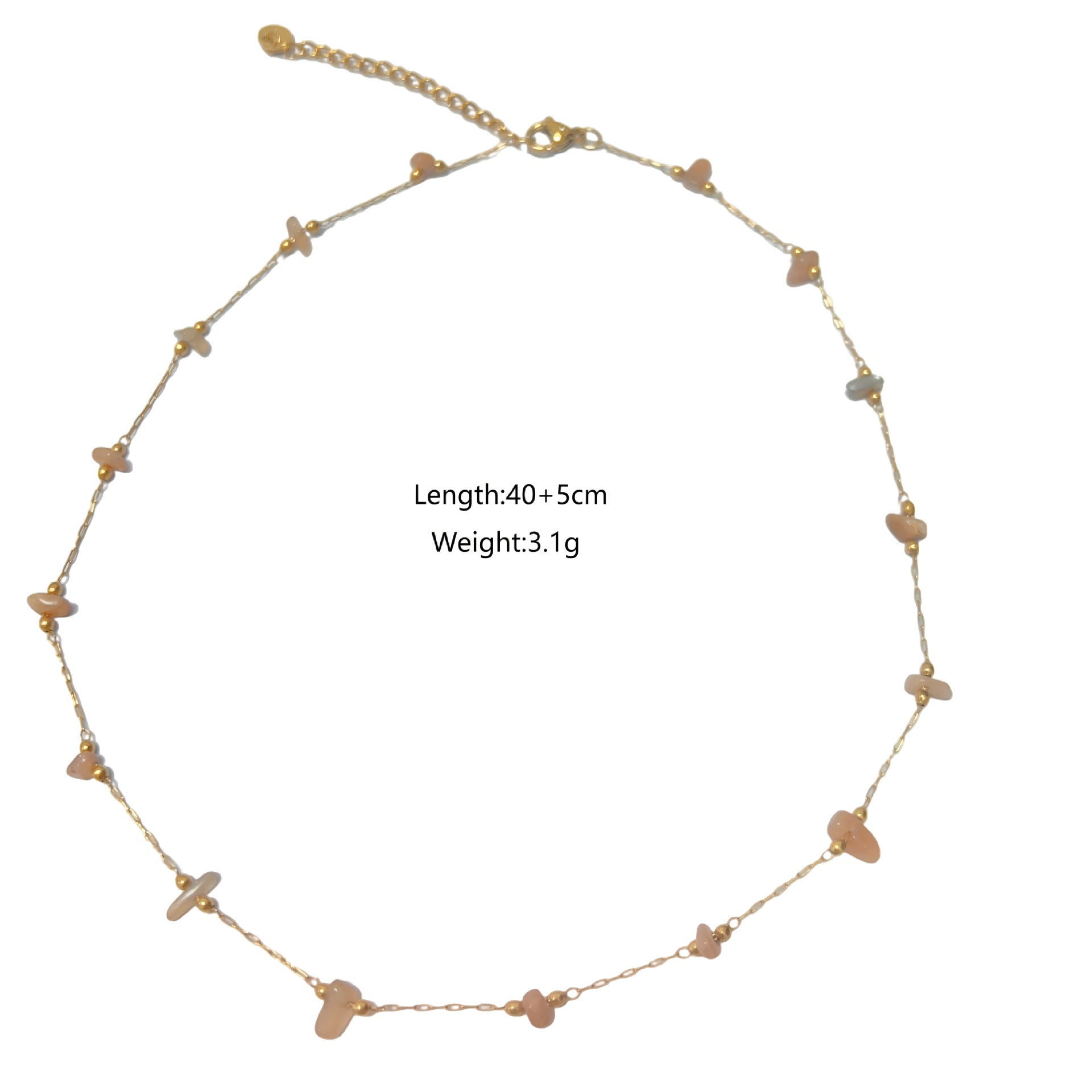 Wholesale Natural Stone Beaded Necklace Beads Geometric Pendant Stainless Steel Chain