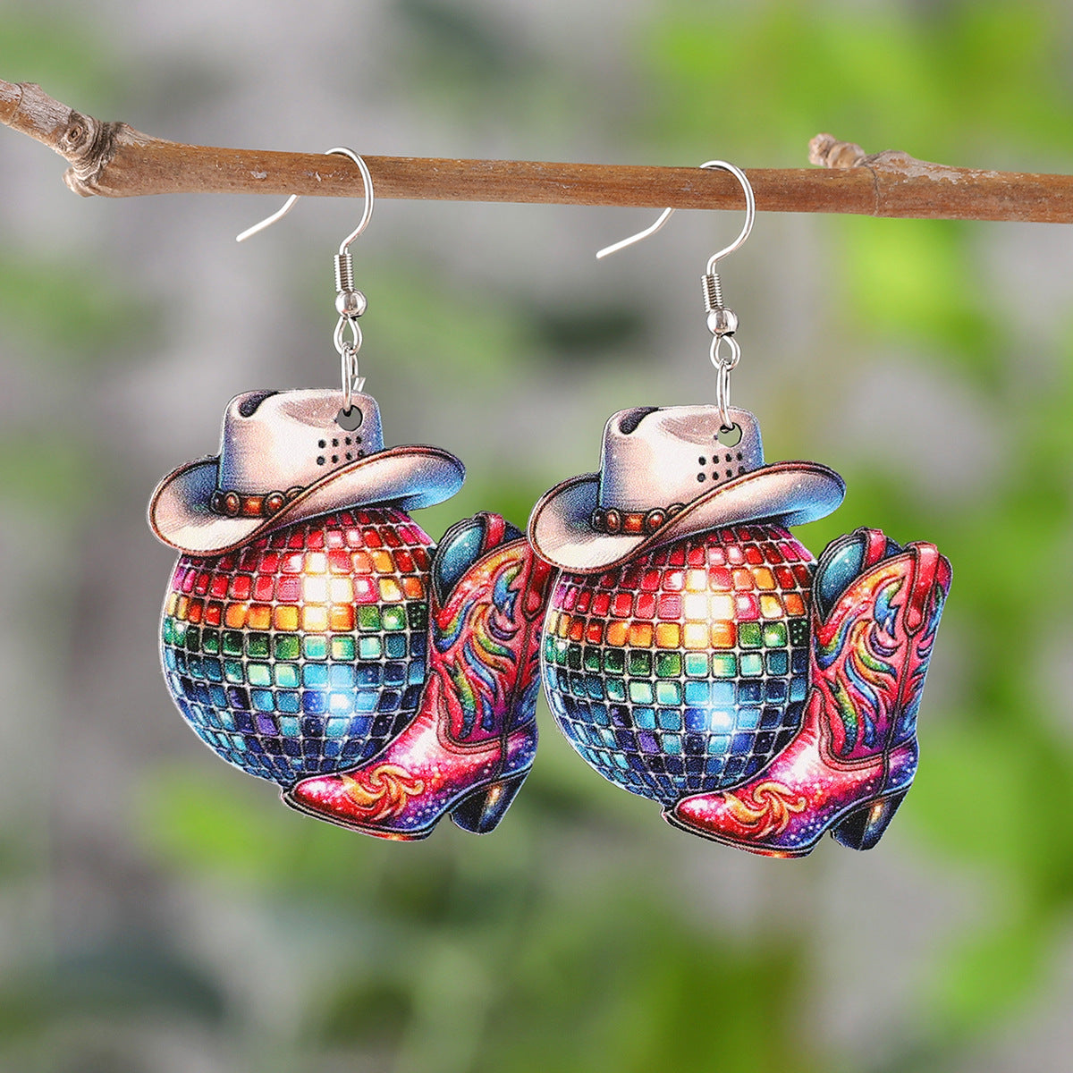 Wholesale  Music Festival Western-style Denim Hat Boots Pendant Earrings