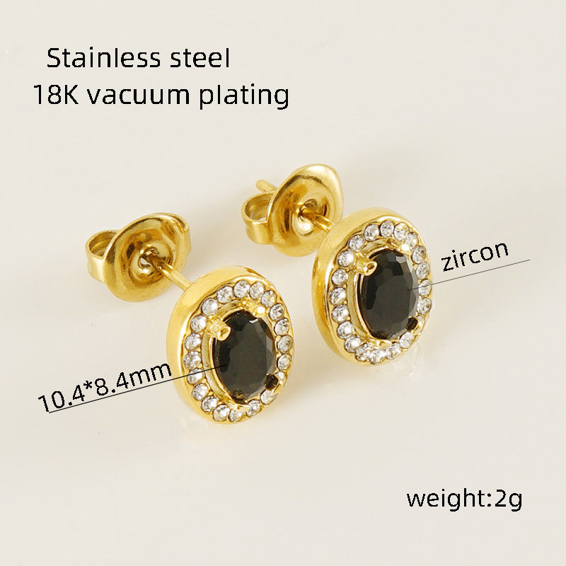 Wholesale Stainless Steel Love Zircon 18K Water Drop Sunflower Earrings ACC-ES-Zhongy002