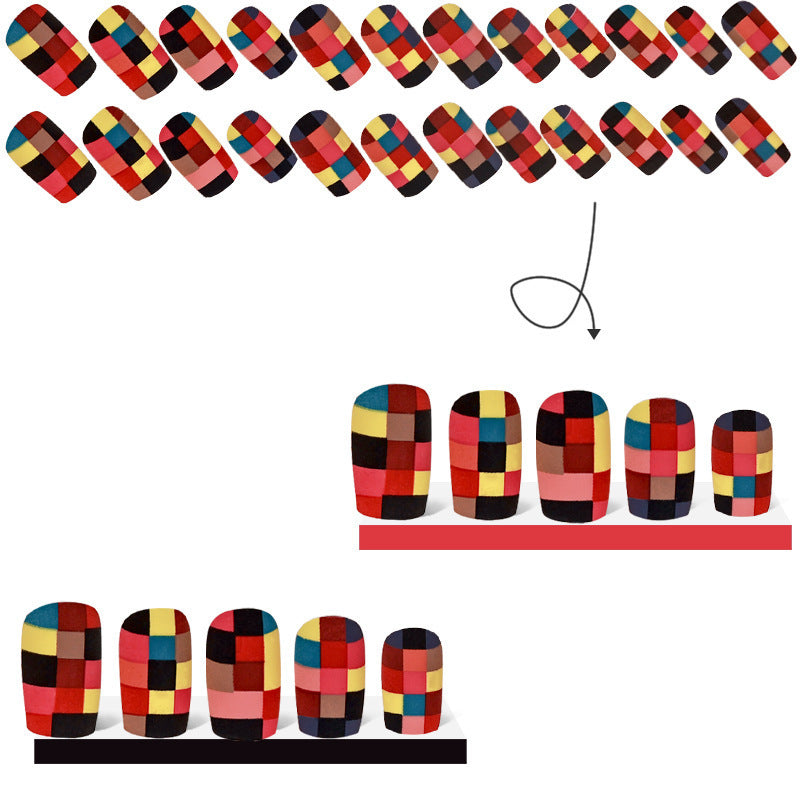 Wholesale Press on Nails Kits Colored Mosaic Plastic Nail Enhancement ACC-NS-MeiSu019