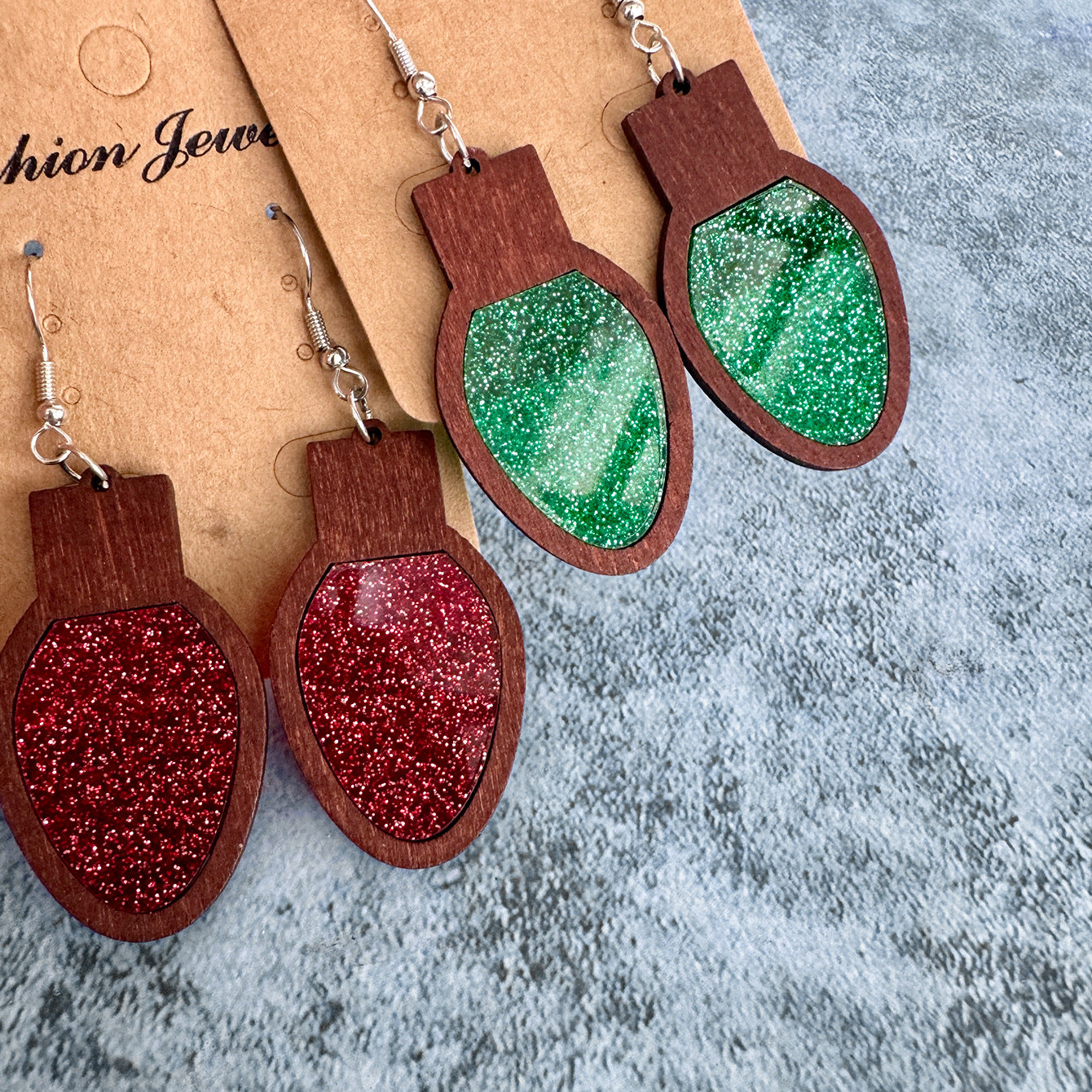Wholesale Fashion Christmas Acrylic Earrings Geometric Wood Inlay With Shiny Multicolor Accents Women S Party Jewelry Accessory