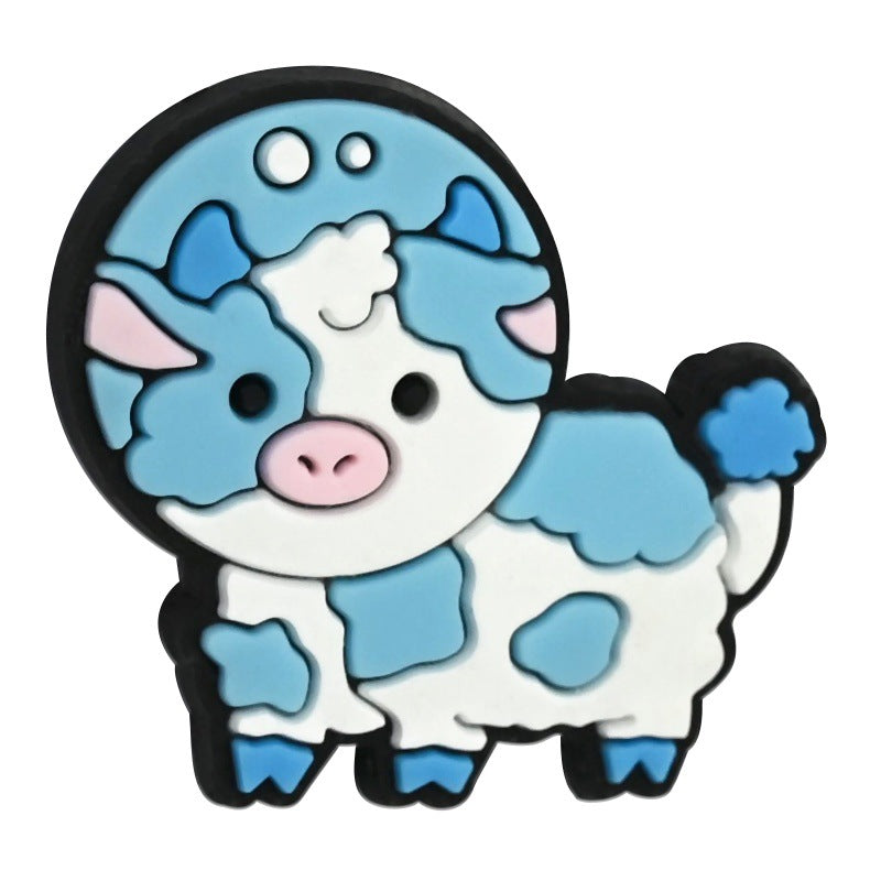 Wholesale Random 100pcs PVC Soft Rubber Colored Cow Series Focal Beads for DIY Beadable Pens