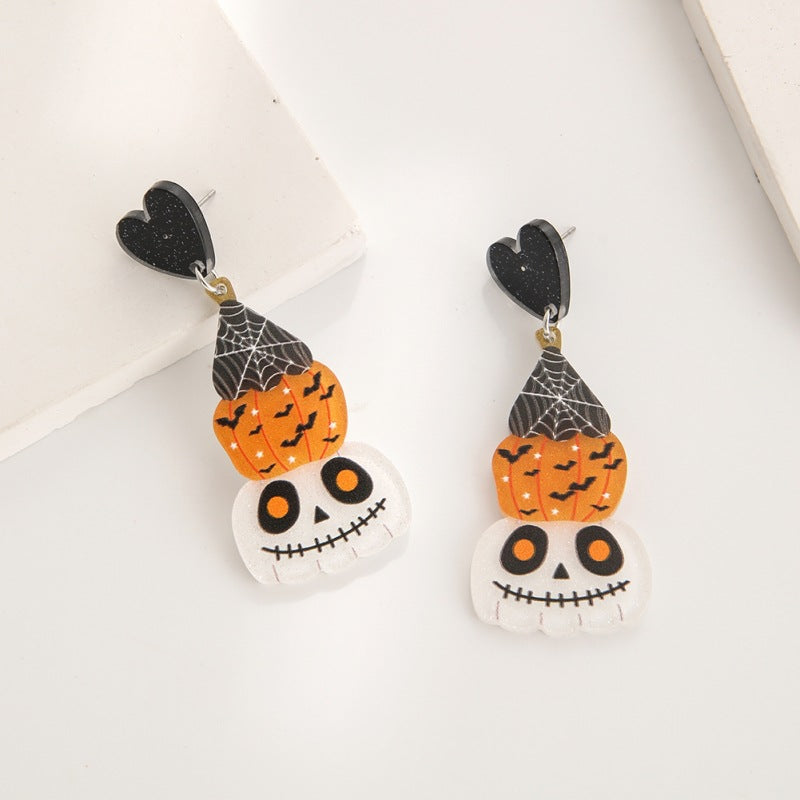 Wholesale Halloween Acrylic Earrings Cartoon Pumpkin Ghost Earrings ACC-ES-YuanQin005