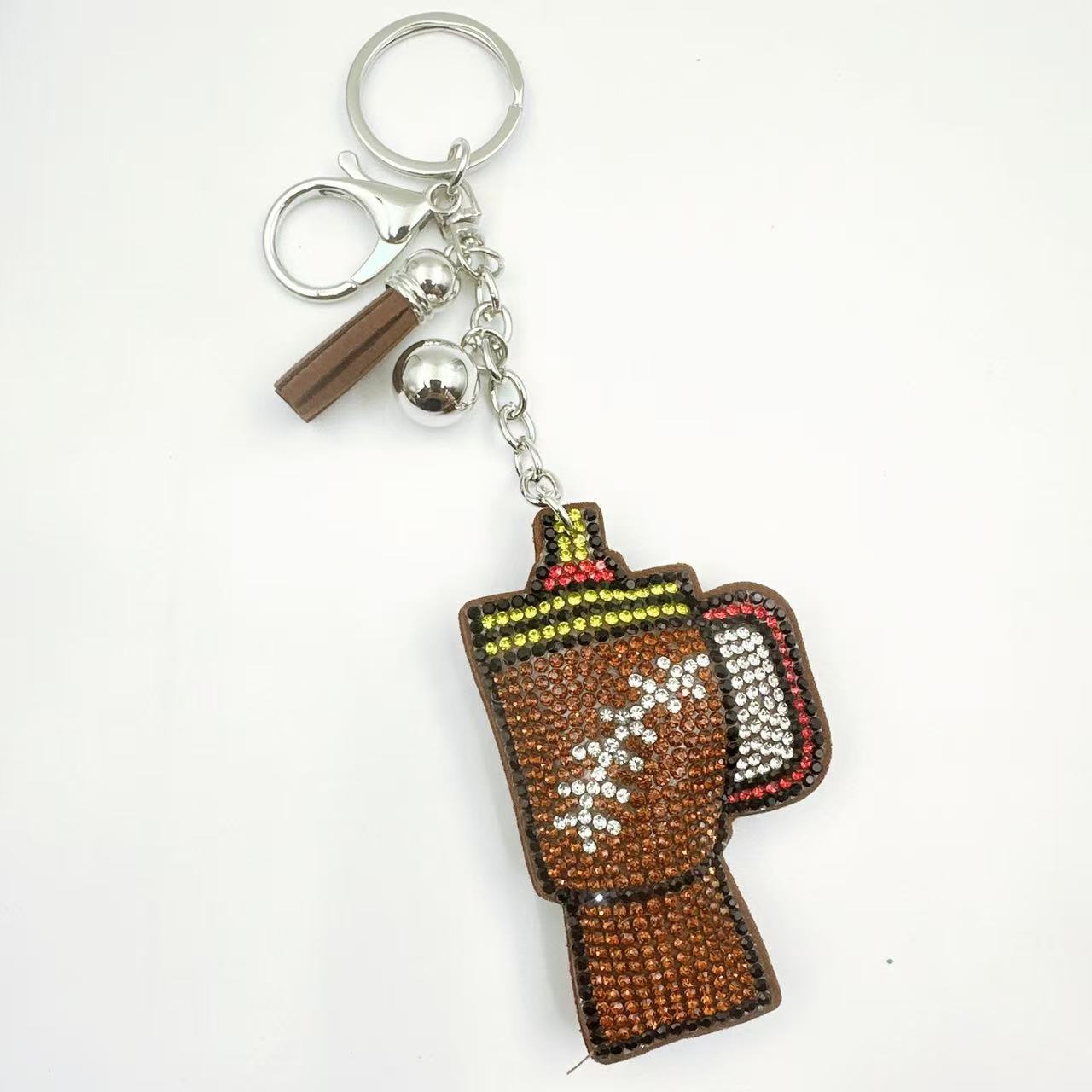 Wholesale Creative Korean Velvet Hot Diamond Team Logo Keychain