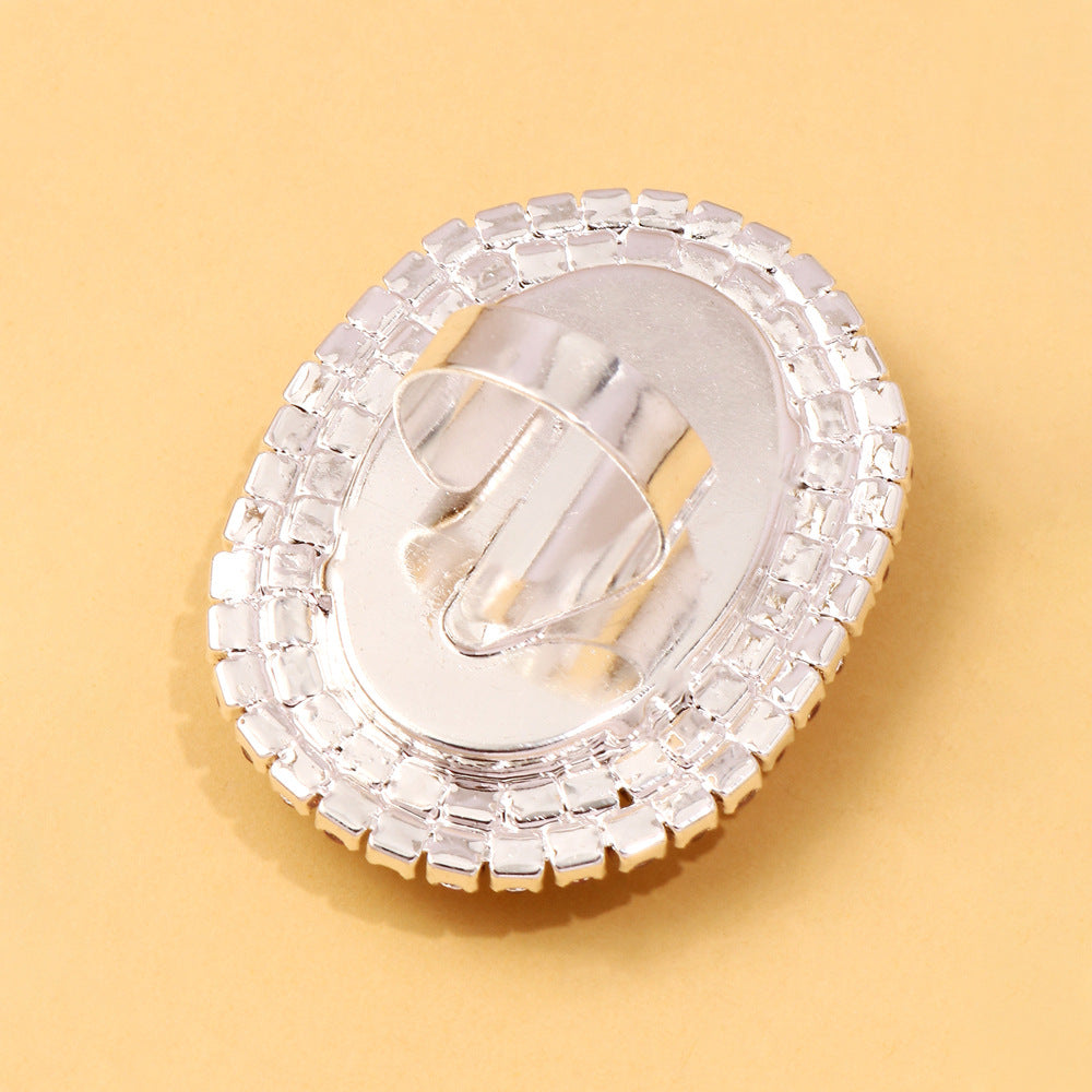 Wholesale Oval ring simple open adjustable colorful rhinestone ring