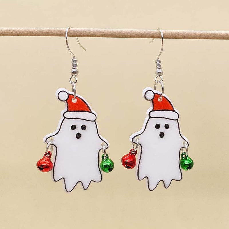 Wholesale Christmas  Santa bell acrylic earrings