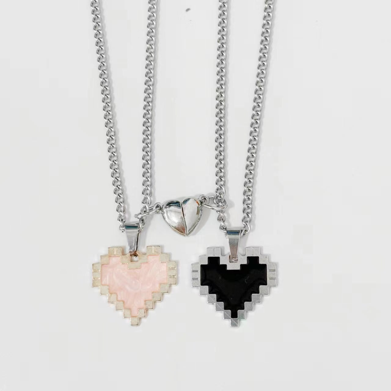 Wholesale Couple Heart Inlaid Magnetic Valentine's Day Necklace