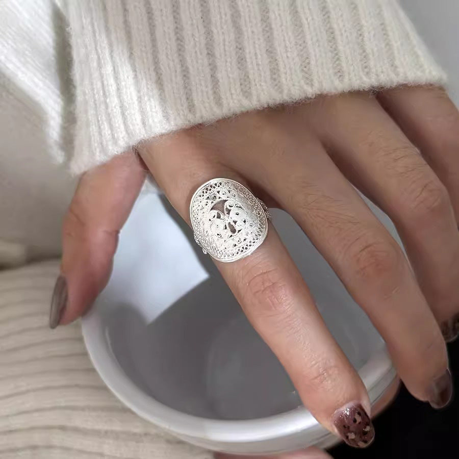 Wholesale 925 Sterling Silver Hollow Lace Ring