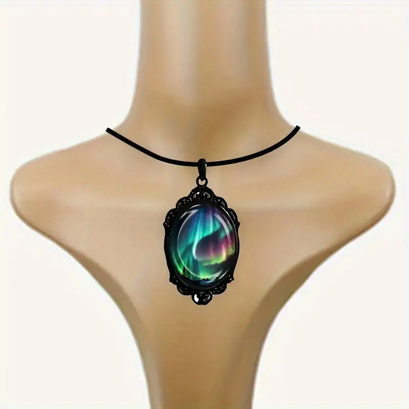 Wholesale Aurora Landscape Inlaid Glass Pendant Necklaces ACC-NE-MLR004