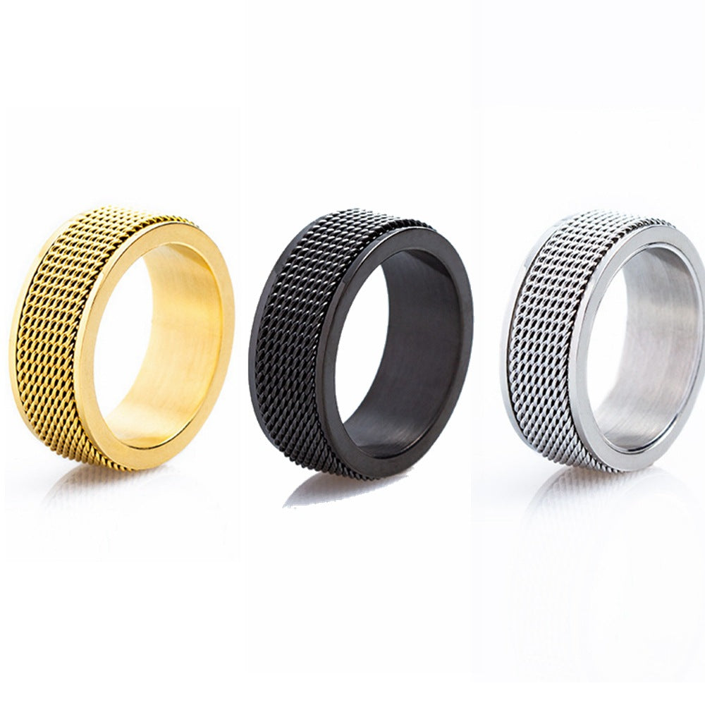 Wholesale  8mm Men's Titanium Steel Rotatable Ring