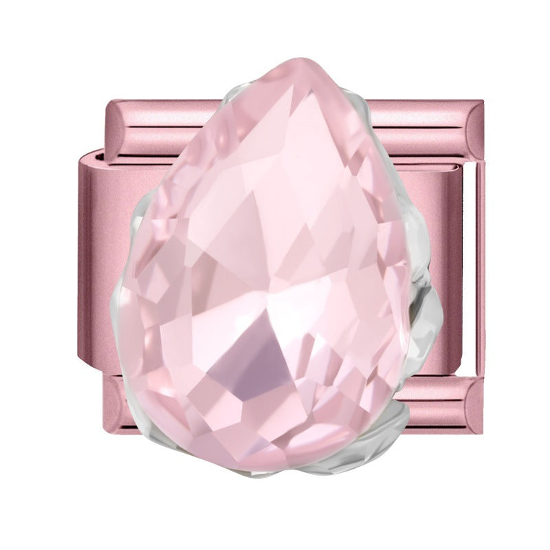 Wholesale Little Fresh Modular Bracelet with Pink Zircon Charms Stainless Steel Jewelry Accessory for Boutique Resale