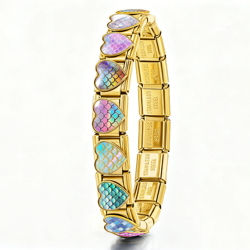 Wholesale Stainless Steel DIY Bracelet Heart Fish Scale Pattern Fashion Jewelry Accessory
