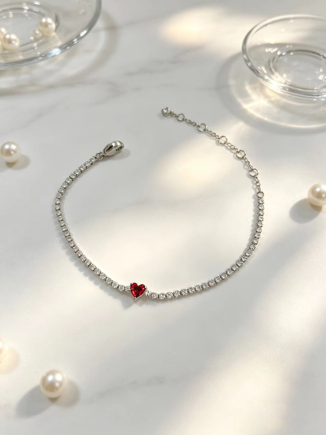 Wholesale Women S Pink Heart Titanium Steel Bracelet With Moissanite Everyday Fashion Accessory