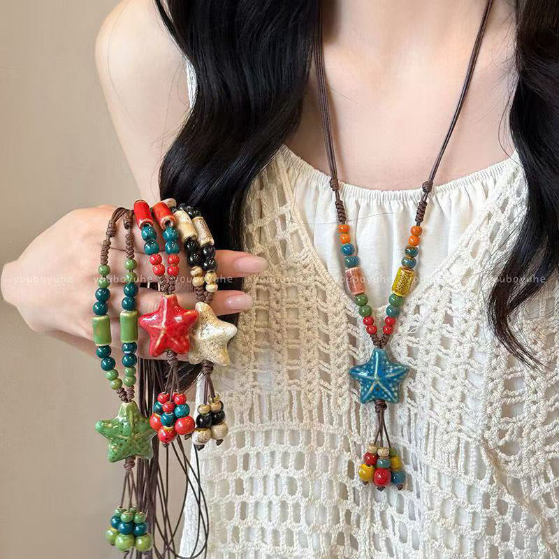 Wholesale Bohemian Starfish Ceramic Necklace