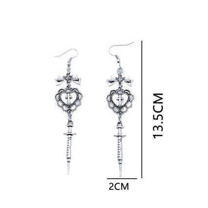 Wholesale Alloy Electroplated Gothic Baroque Heart Bow Earrings Jewelry Accessory for  Subculture