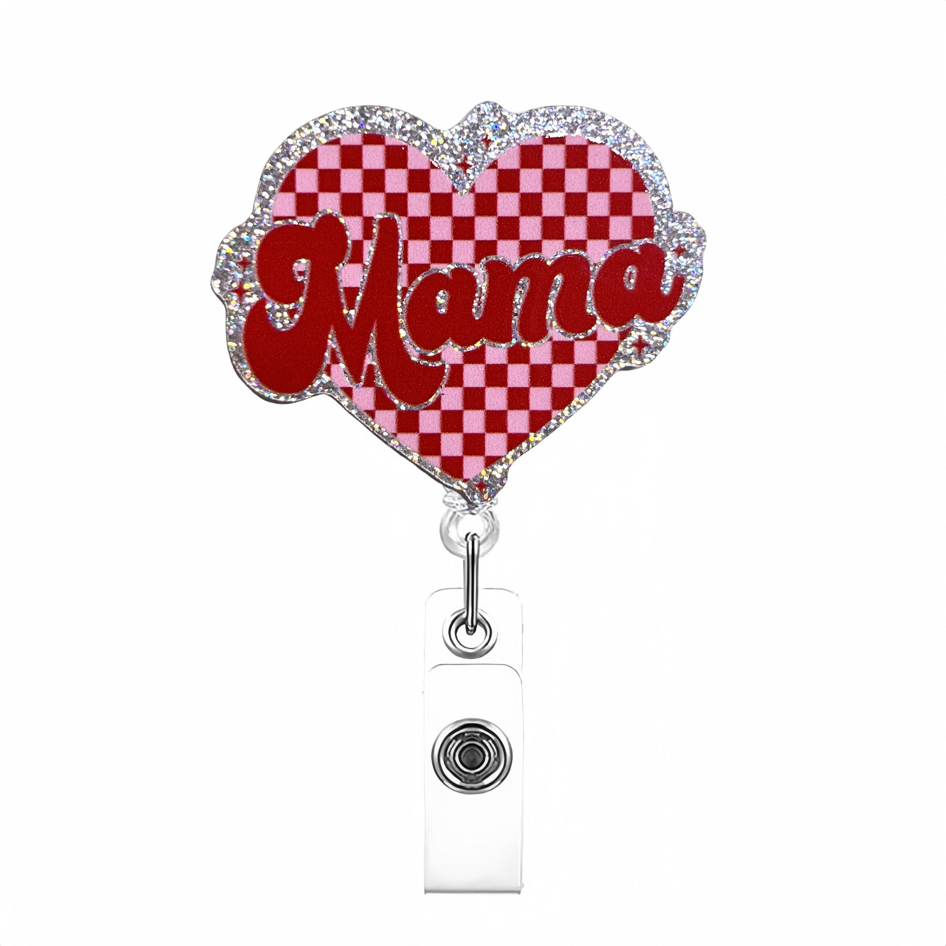 Wholesale Creative acrylic glitter medical care heart-shaped Badge Reels