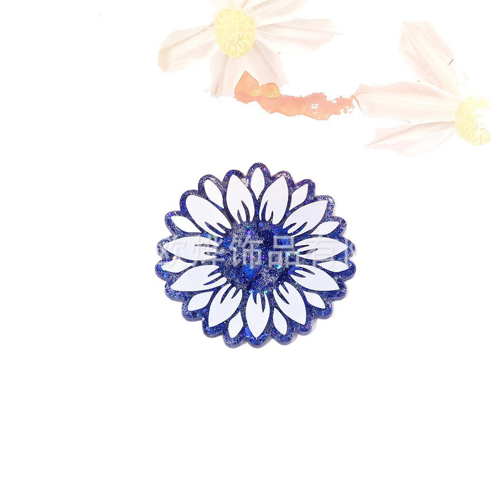 Wholesale 10PCS DIY Acrylic Loose Powder Flower Series Brooch Flatback