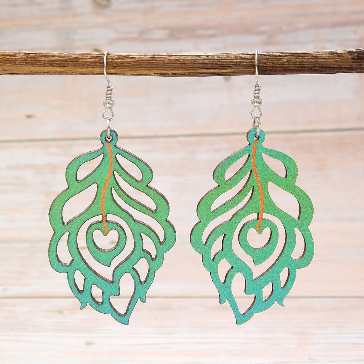 Wholesale Bohemian Ethnic Style Retro Feather Leaf Earrings