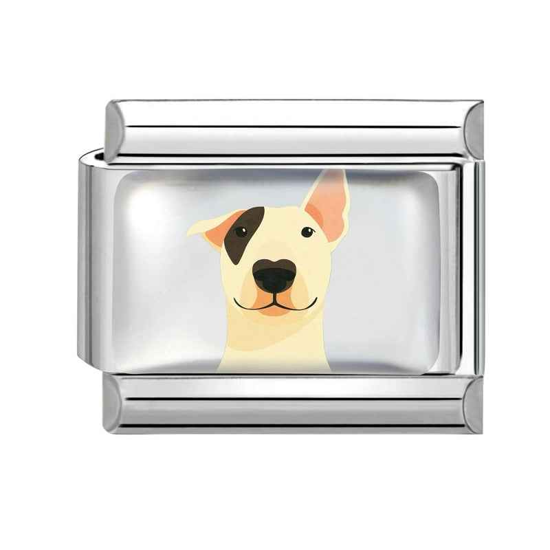 Wholesale Dog Italian Charms DIY square Single Section Creative Stainless Steel Composable Bracelet
