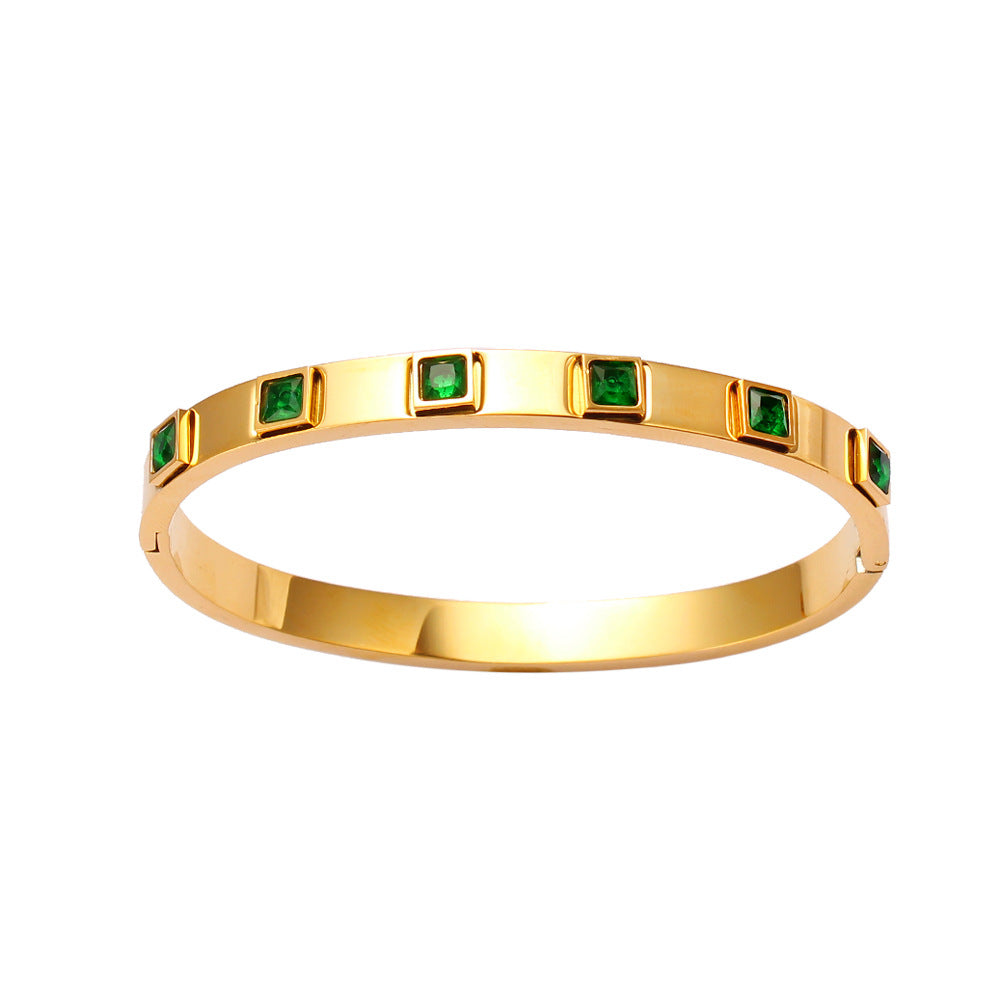 Wholesale Stainless Steel 18K Gold Color Zircon Buckle Light Luxury Bracelet ACC-BT-MeiSD003