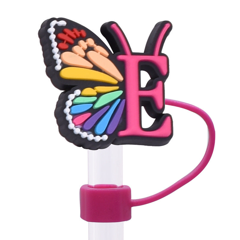 Wholesale Random 100pcs Creative DIY butterfly letters Straw Cover Straw Tube Cap