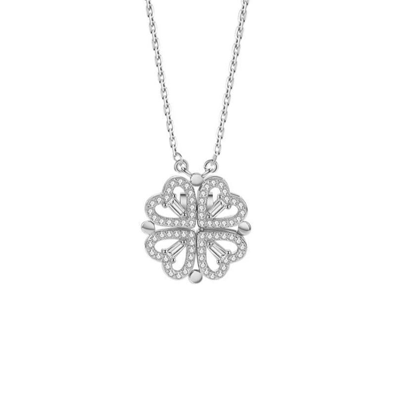 Wholesale Silver Shell S925 Sterling Silver Love Four Leaf Clover Necklace