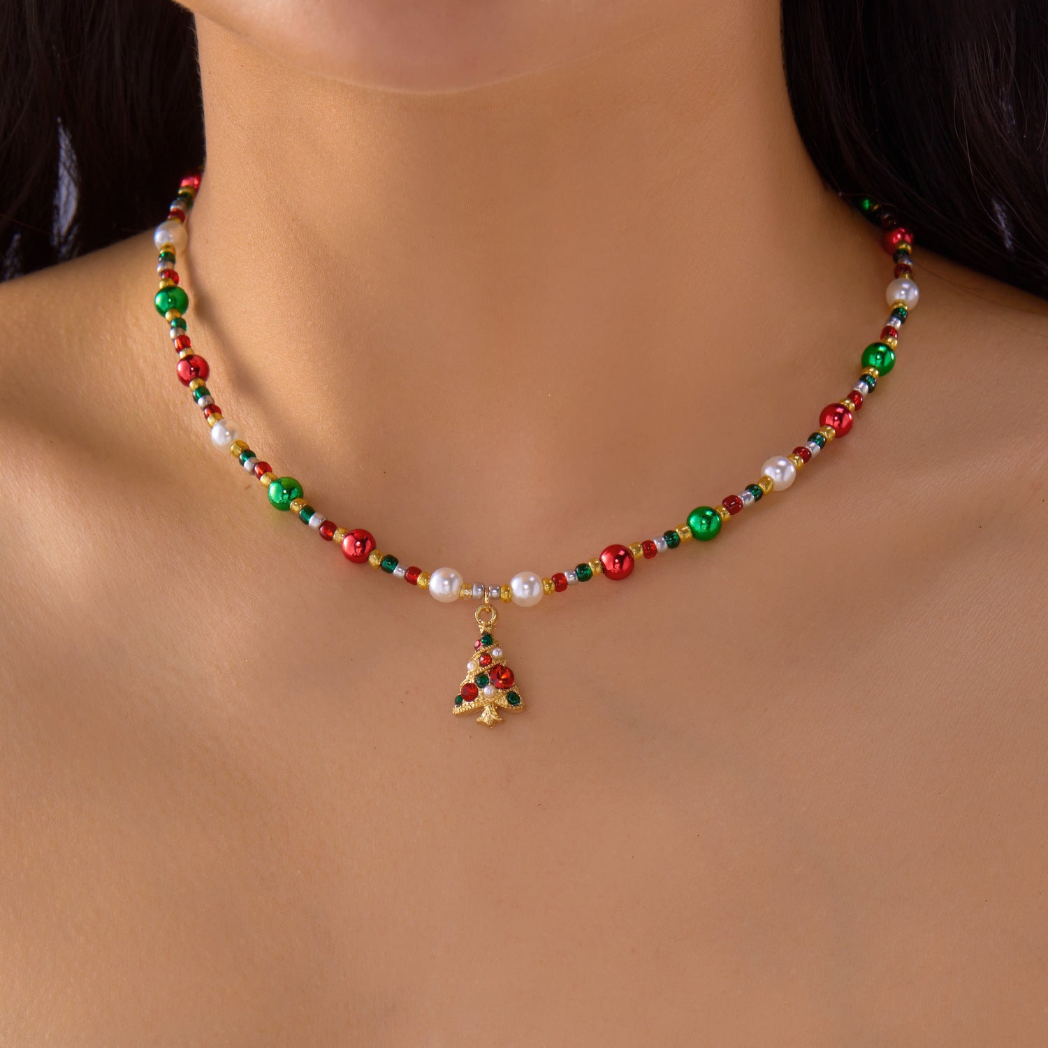 Wholesale  Christmas Handmade Colorful Beaded Necklace