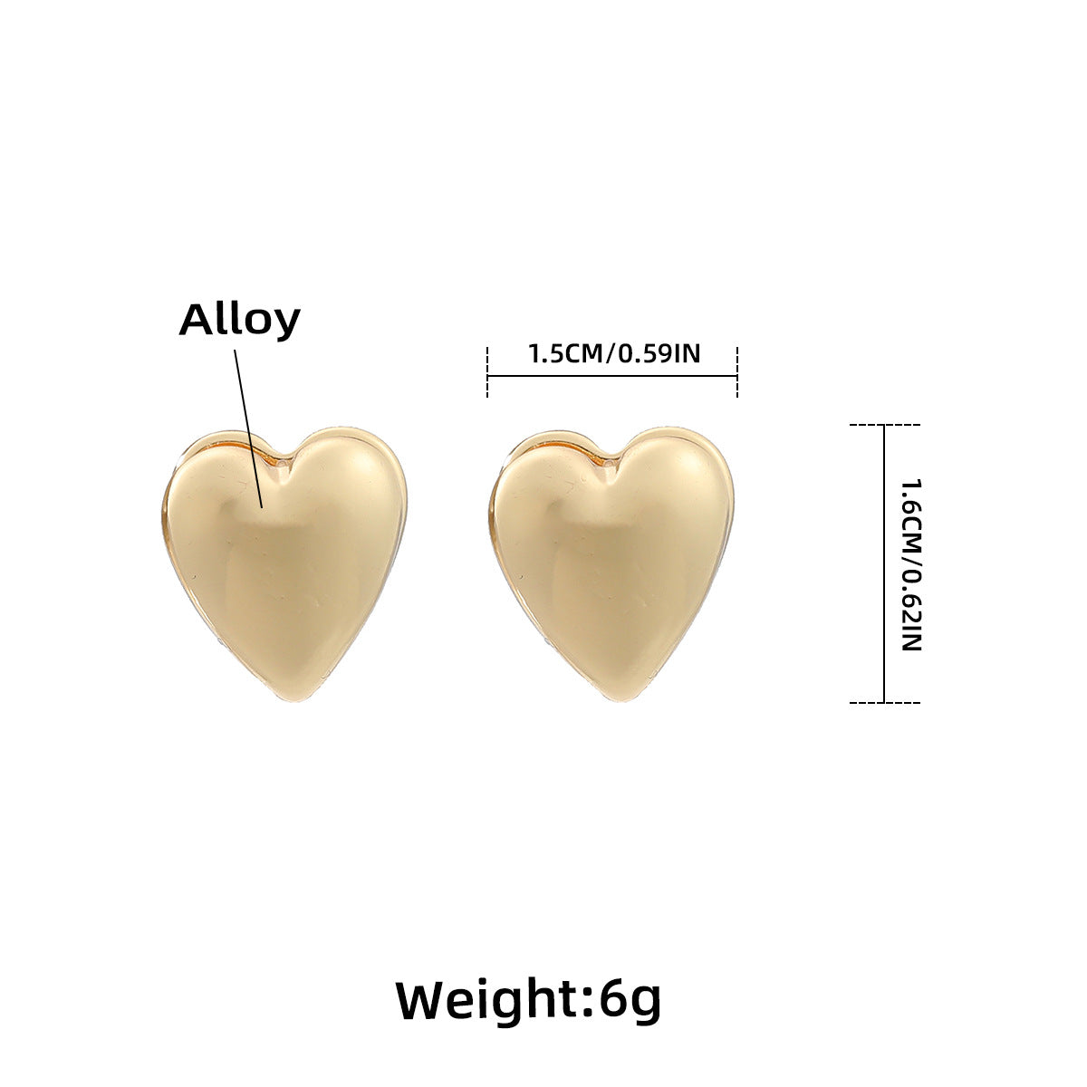 Wholesale double layer heart shaped alloy earrings ACC-ES-JL007