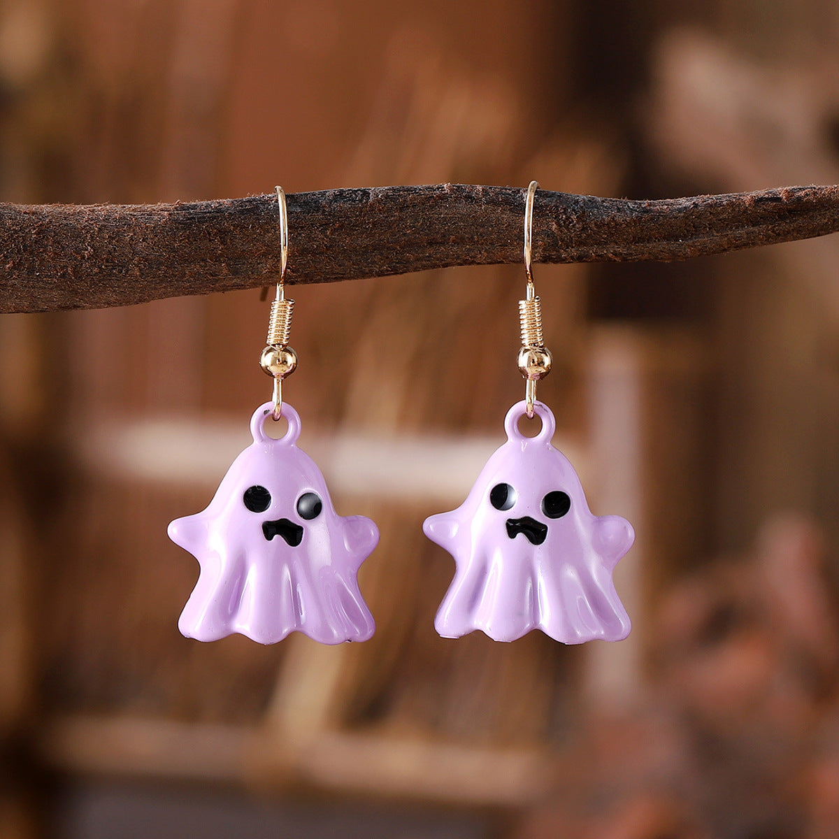 Wholesale  Halloween Gothic Ghost Stereo Metal Pendant Earrings