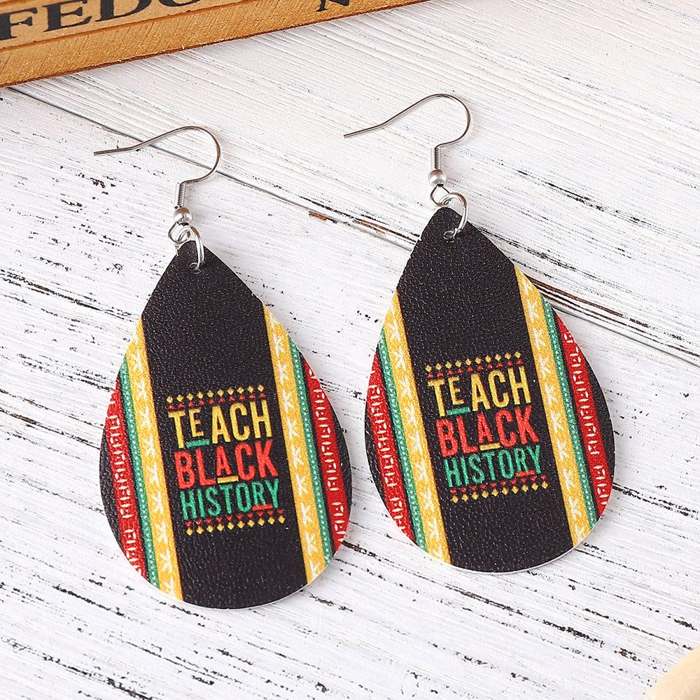 Wholesale Juneteenth Double Sided PU Leather Earrings