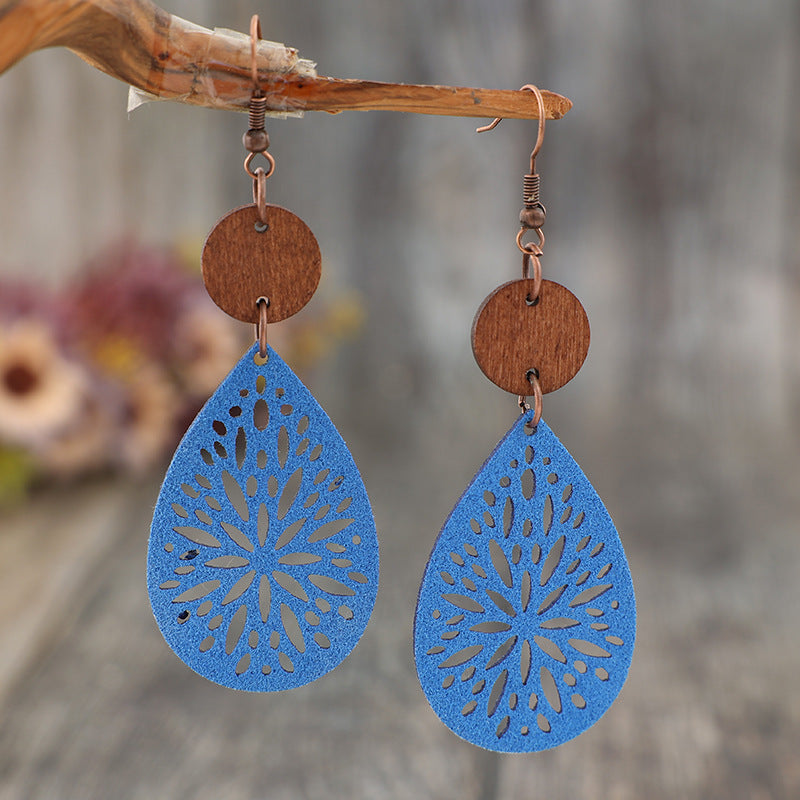 Wholesale Bohemian Retro Multi-Color Drop Leather Earrings Fashion Accessory for Party Gift