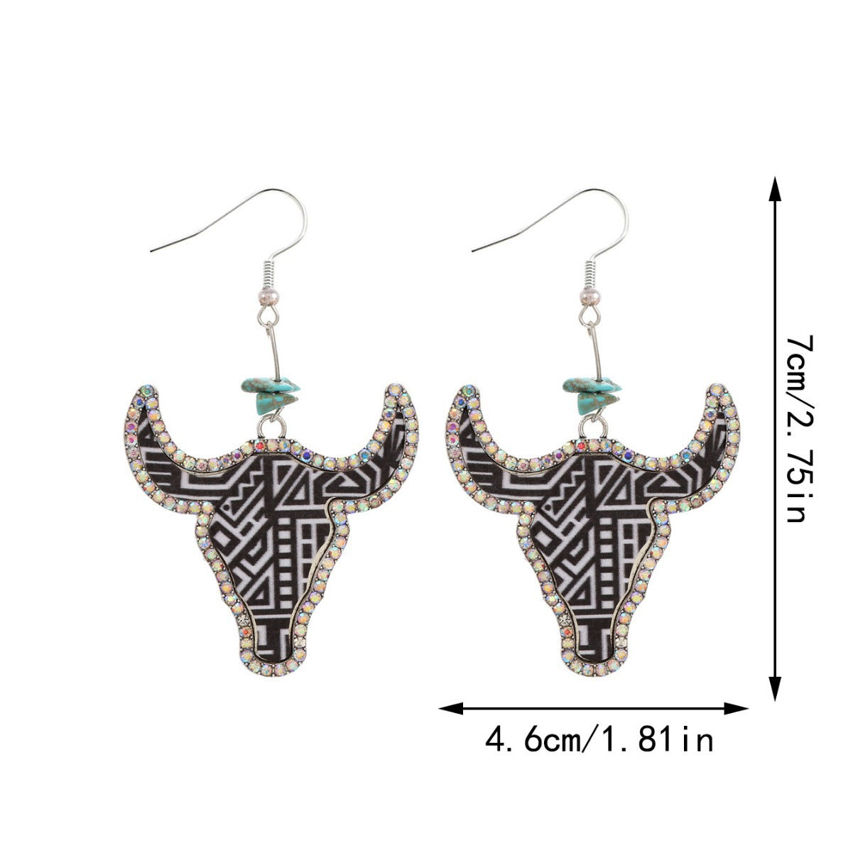 Wholesale western Denim-style cow head color leather earrings