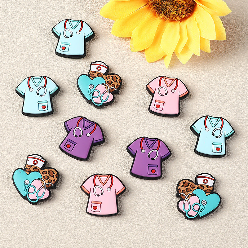 Wholesale 20pcs Cartoon Nurse Silicone Beads Focal Beads DIY Beaded Pen Accessories ACC-BDS-RongFa030