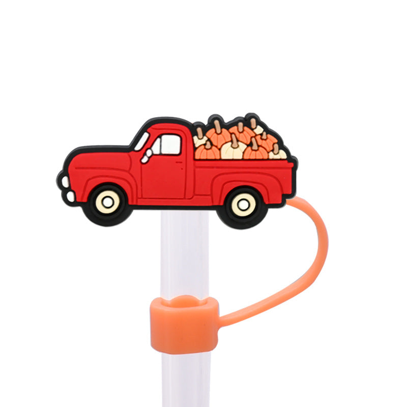 Wholesale Random 100pcs Autumn Series PVC Soft Straw Tube Cap