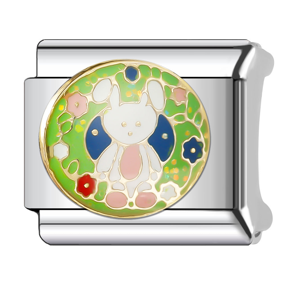 Wholesale Italian Charm Bracelet 9mm DIY Splicing Cute Cartoon Animal Stainless Steel Composable Bracelet